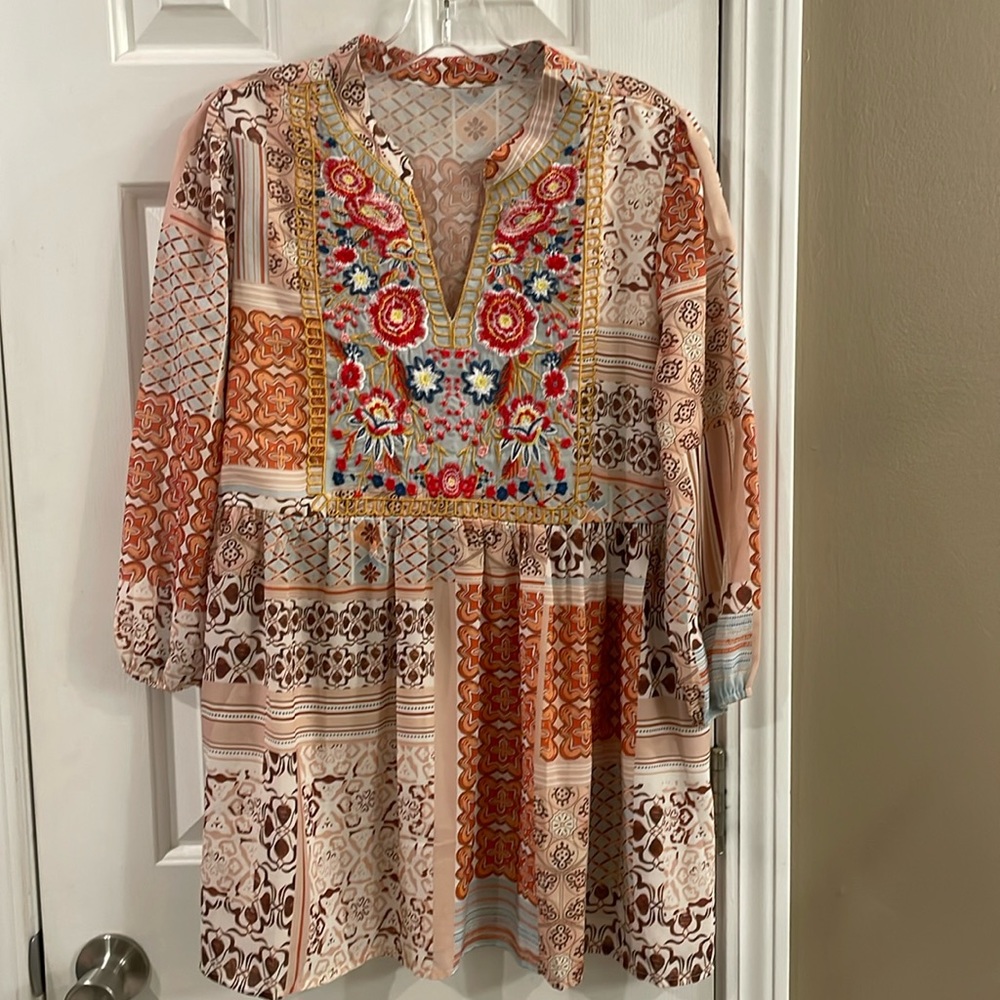 Embroidered Bohemian Tunic - M